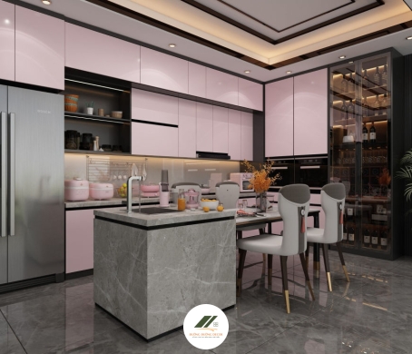 Phòng Bếp Màu Hồng – Điểm Nhấn Tươi Mới Cho Không Gian Sống Hiện Đại